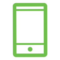 A cell phone icon in green.