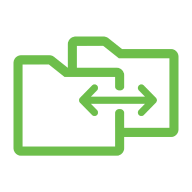 An illustration of two files and a double-sided arrow, representing file transfers.