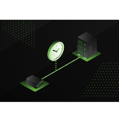 The graphic includes the starting point of data at the edge and a clock representing the time it takes to transfer that data to the cloud or a data center.