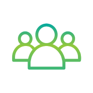 Three-person icon set represents the concept of press contacts.