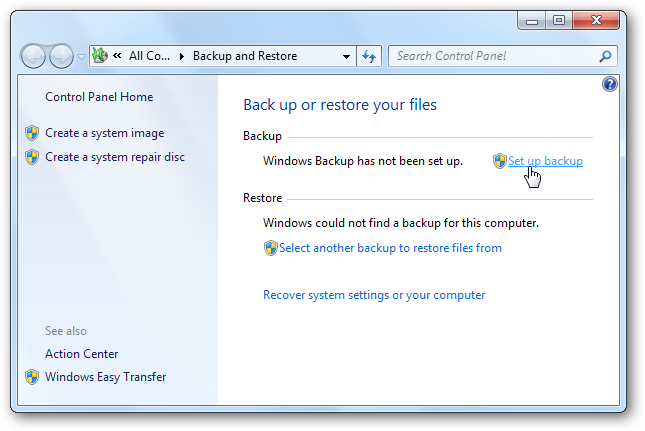 Setup a backup