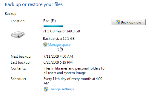 Manage Space Link