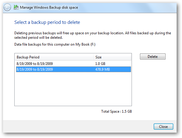 Delete Backup